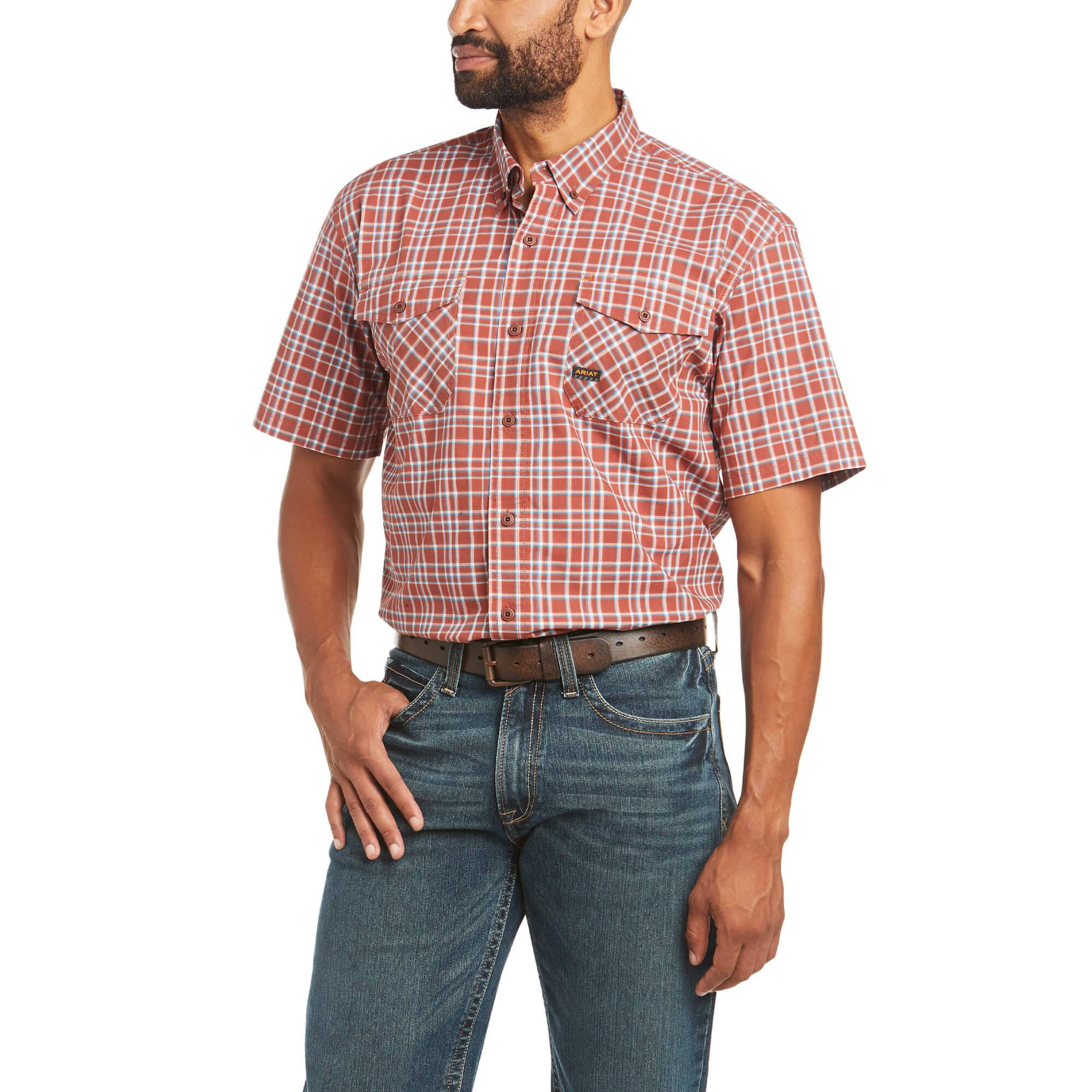 Ariat Mens Rebar Made Tough DuraStretch Short Sleeve Work Shirt