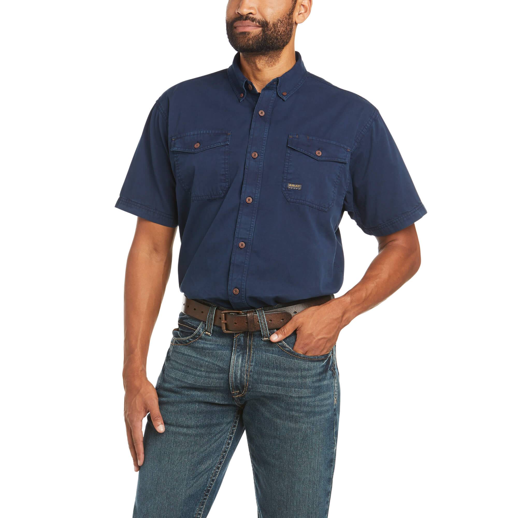 Ariat Mens Rebar Washed Twill Work Shirt