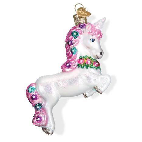 Prancing Unicorn Glass Ornament