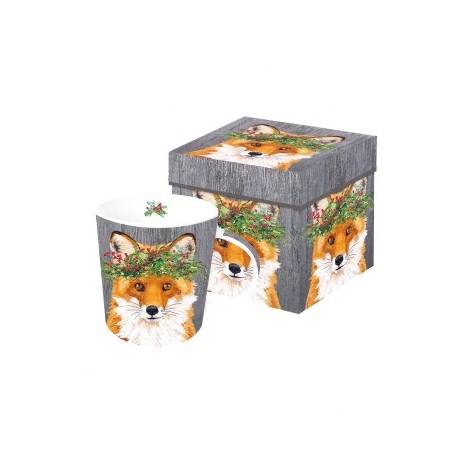 Holly Berry Fox Boxed Mug