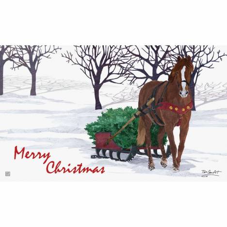 Winter Horse Sleigh Outdoor Mat