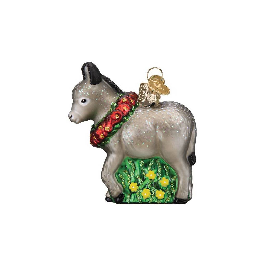 Christmas Donkey Glass Ornament