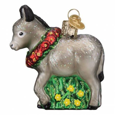 Christmas Donkey Glass Ornament