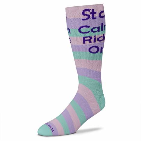 Stay Calm Ride On Striped Tall Socks