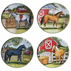 Summer Horse Plates - Set of 4
