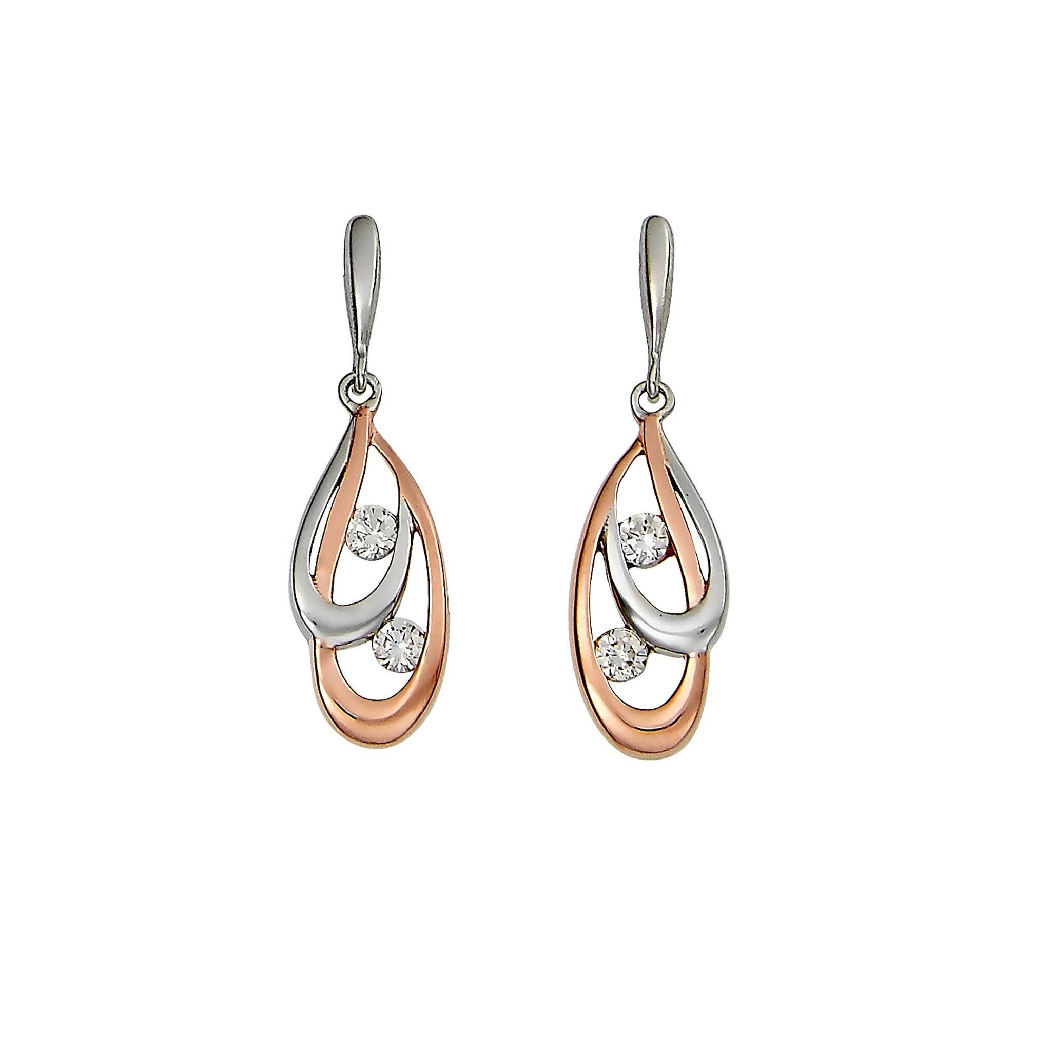 Kelly Herd Rose Gold and Silver Double Teardrop Earrings