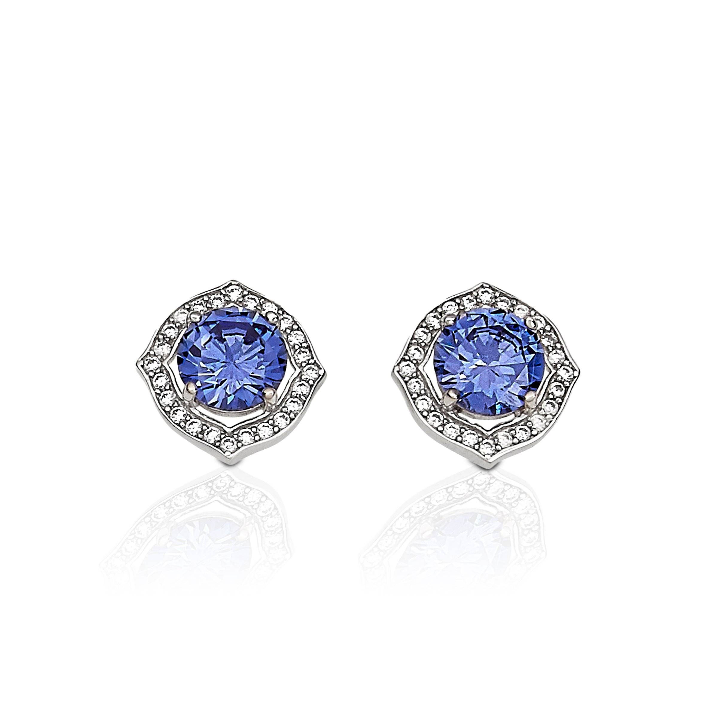 Kelly Herd Blue with Clear Accents Earrings