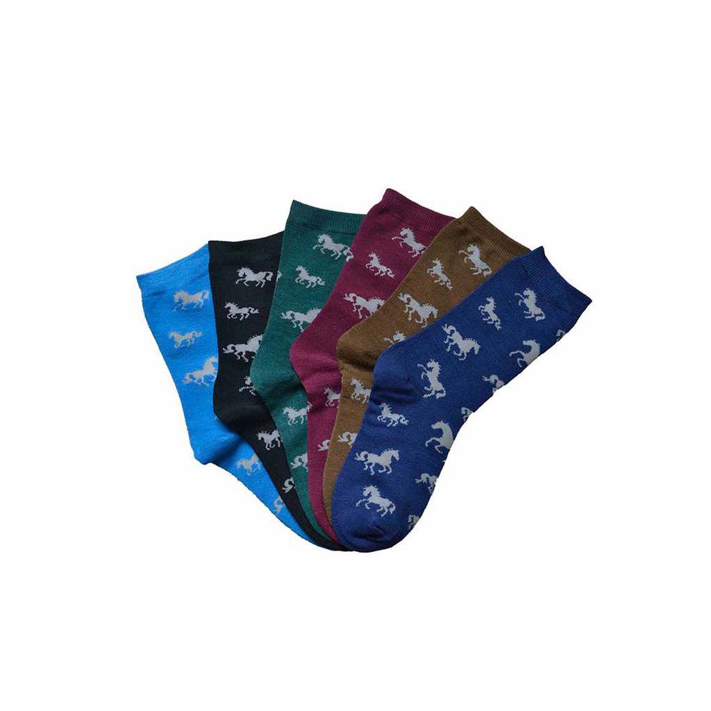 AWST Int'l Ladies' "Lila" Horses All Over Darks Crew Socks- 6 Pack