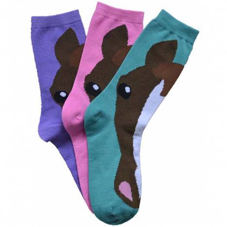 Kelley Horse Face Crew Socks - 3-pack