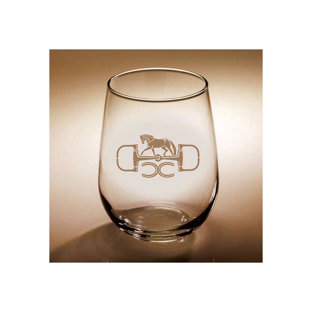 Kelley Snaffle Bit Etched Stemless Wine Glass