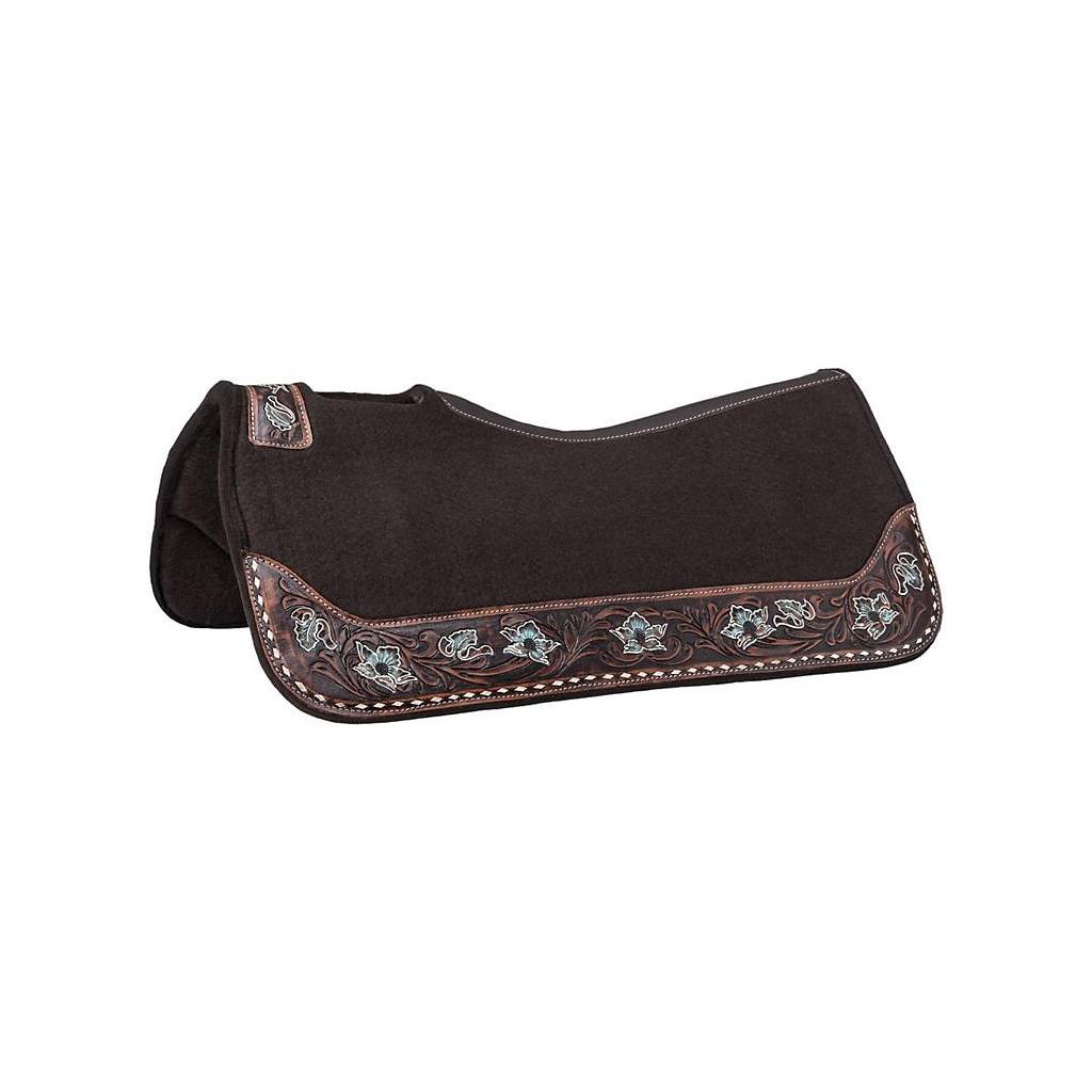 Tough-1 Floral Tooled Contour Felt Saddle Pad