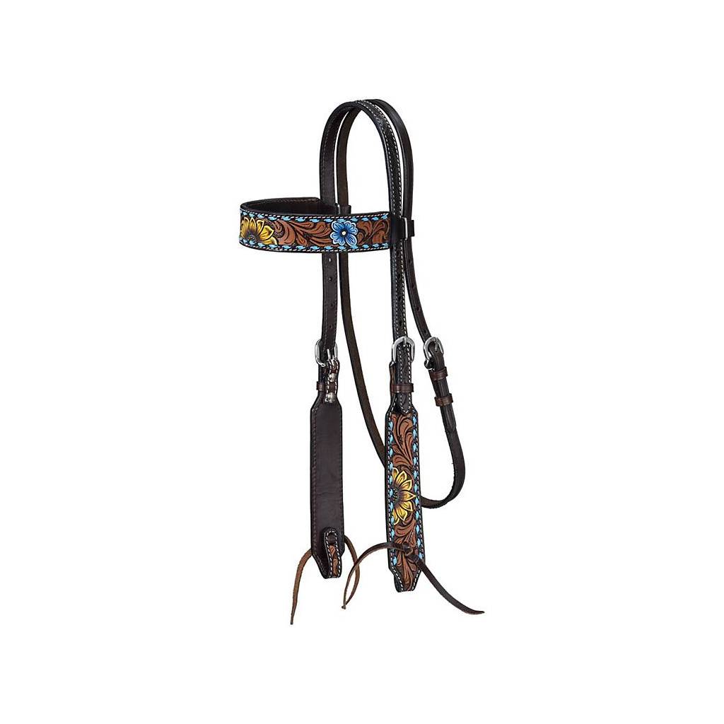 Tough-1 Sunflower and Buckstitch Browband Headstall