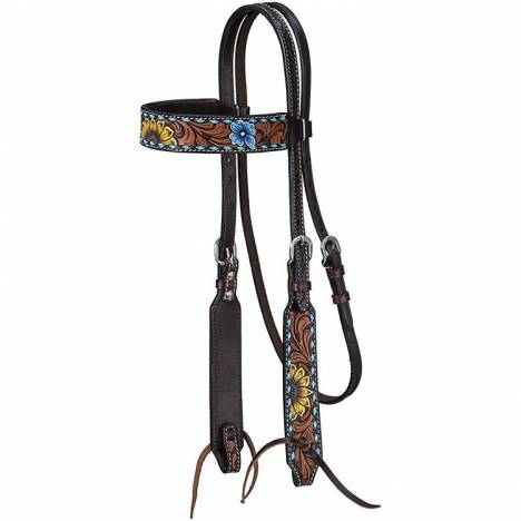 Tough-1 Sunflower and Buckstitch Browband Headstall