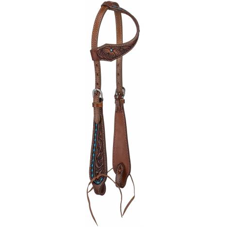 Tough-1 Single Ear Turquoise Buckstitch Headstall