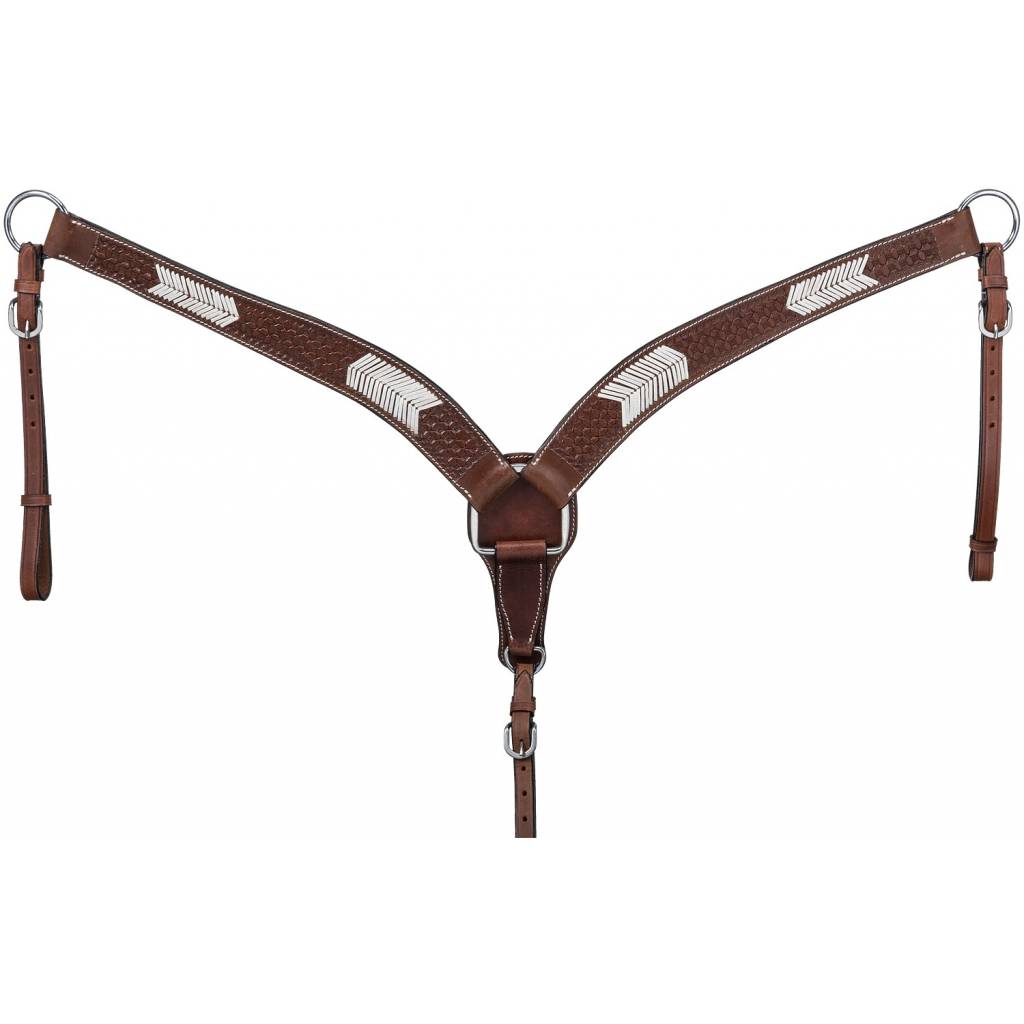 Tough-1 Vaquero Rawhide Basket Tooled Breast Collar