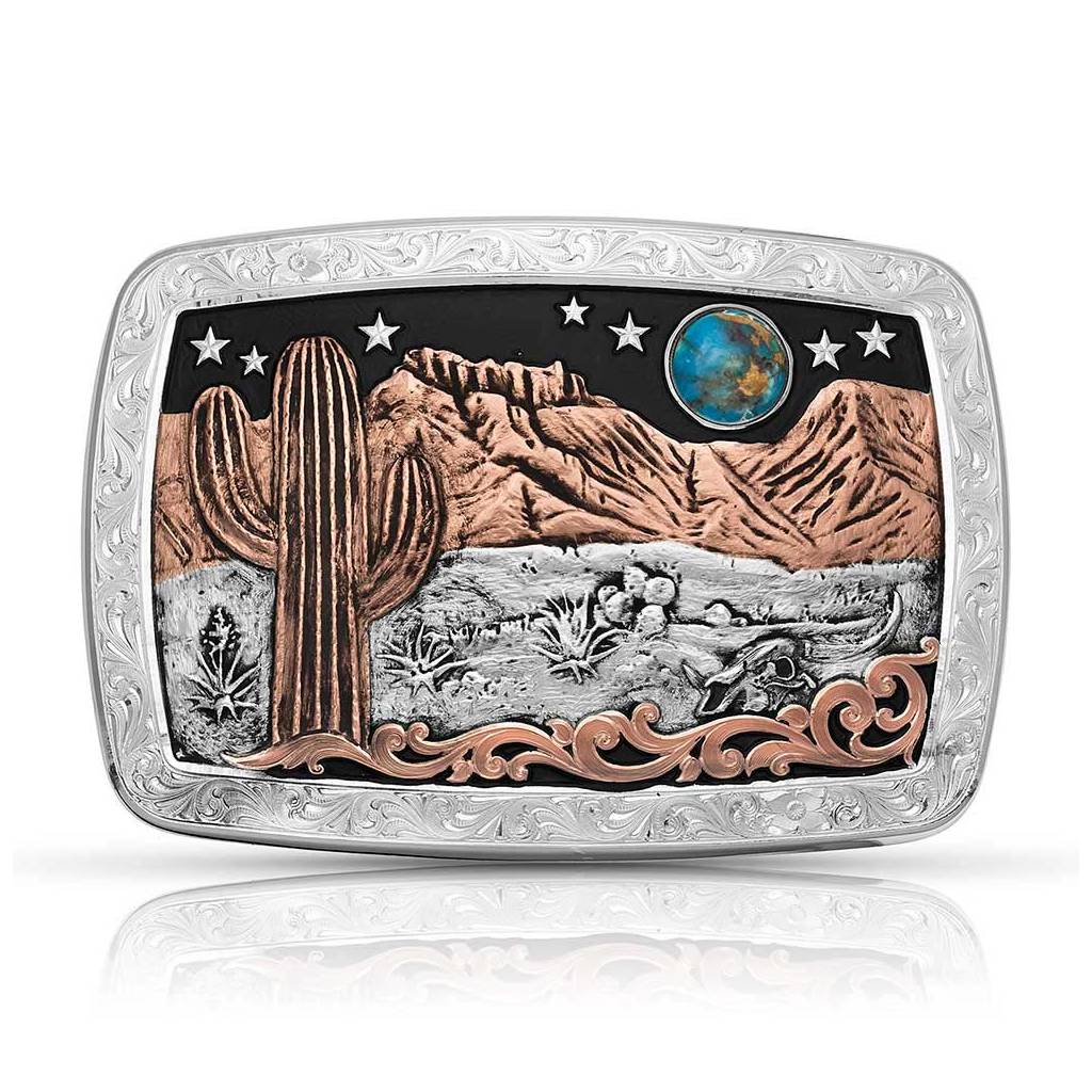 Montana Silversmiths Desert Moon Turquoise Cactus Buckle