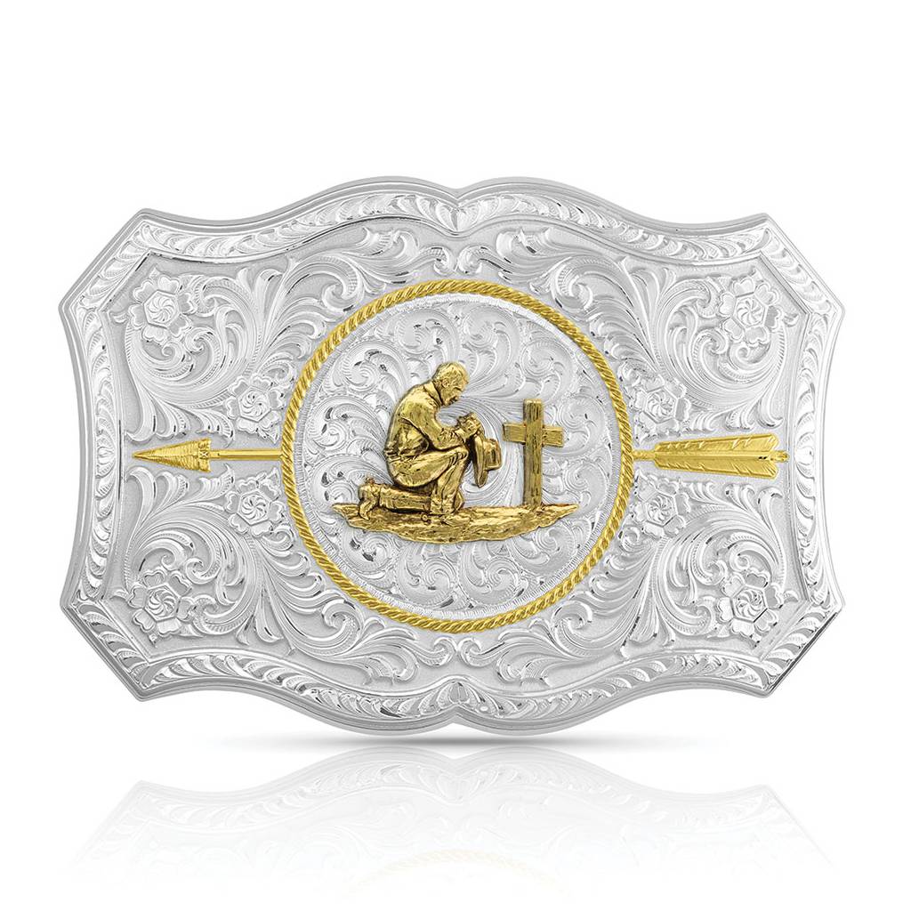 Montana Silversmiths Your Arrow Buckle with Praying Cowboy