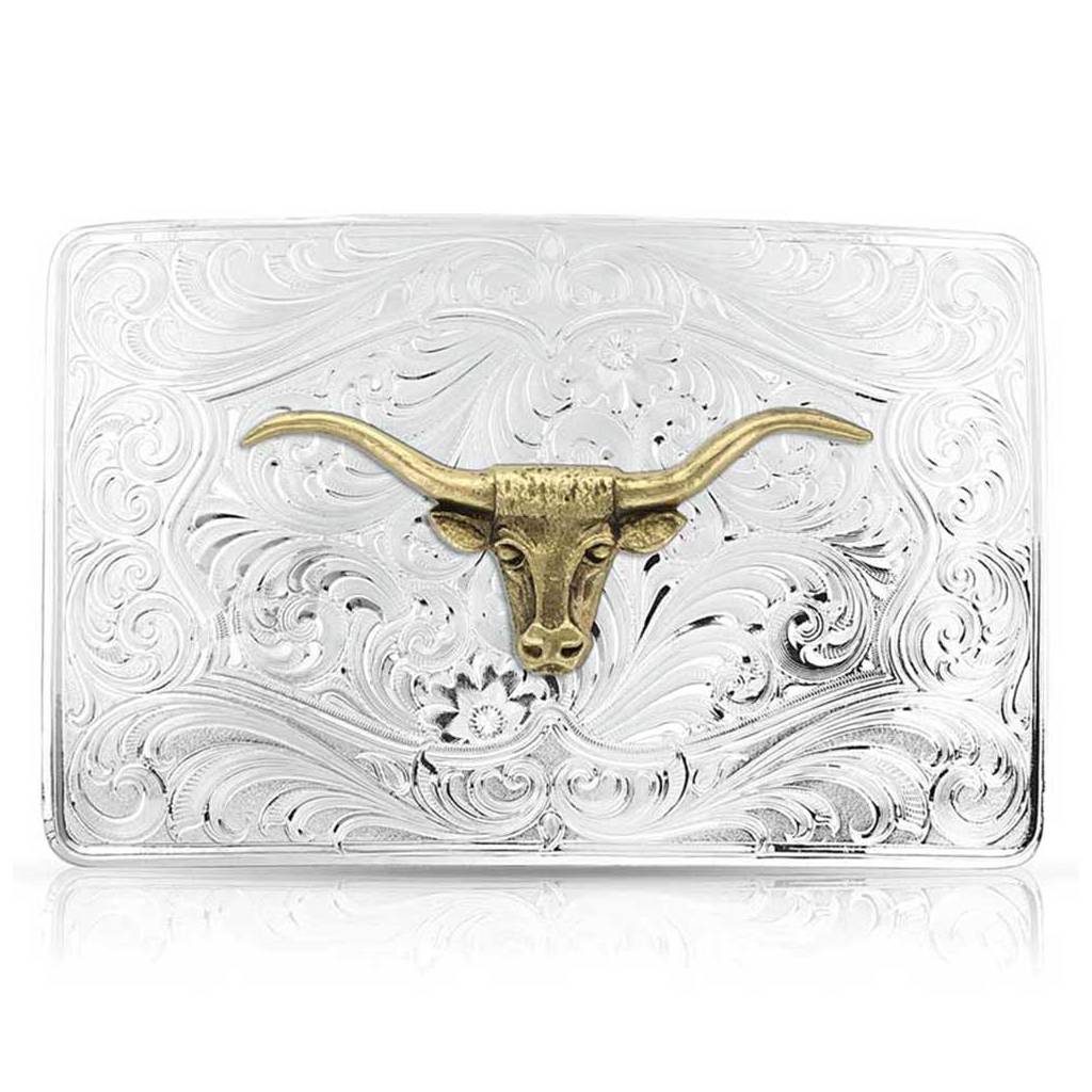 Montana Silversmiths Iconic Western Longhorn Silver Belt Buckle