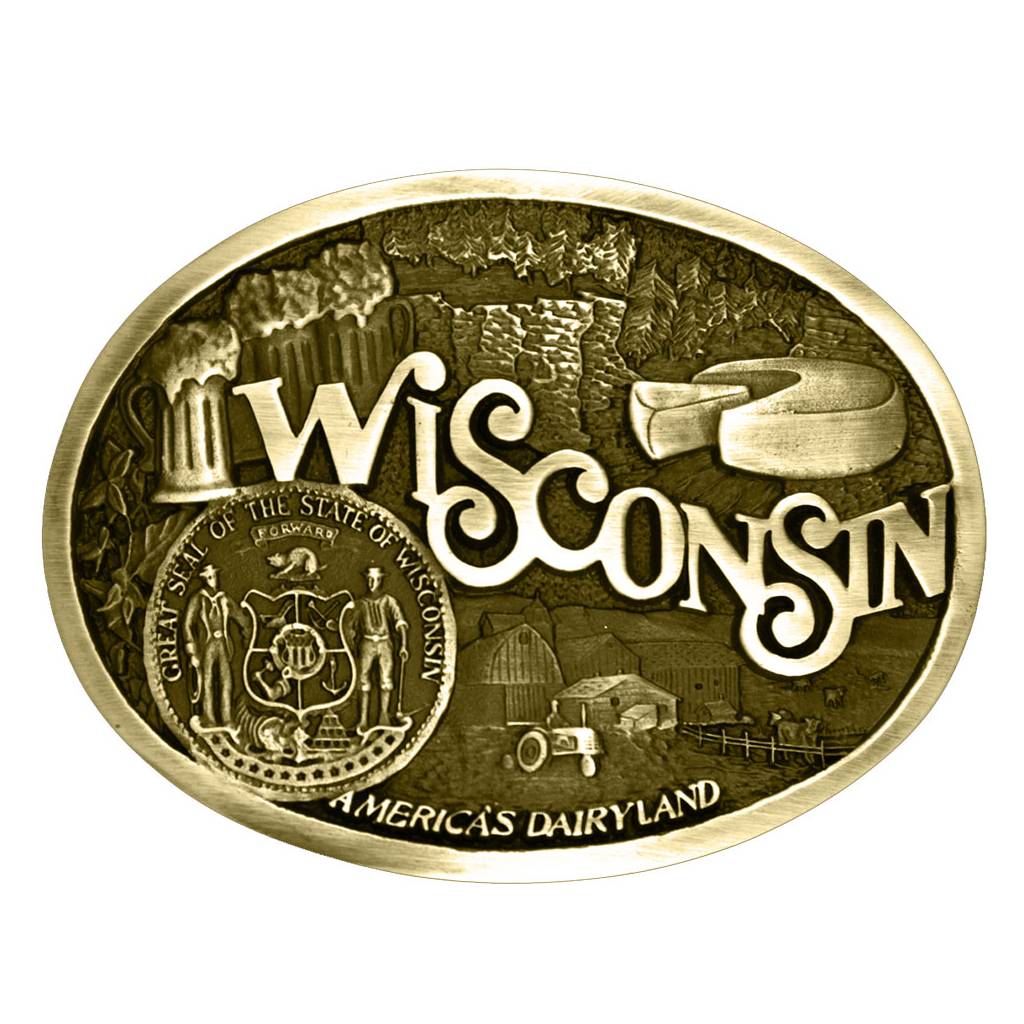 Montana Silversmiths Wisconsin State Heritage Attitude Buckle