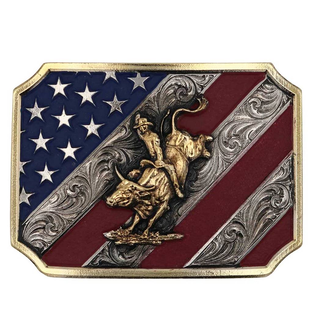 Montana Silversmiths Patriot Bull Rider Attitude Belt Buckle