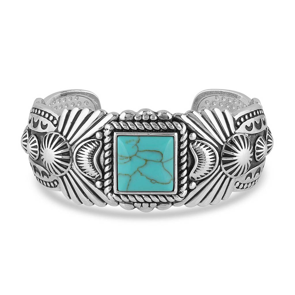 Montana Silversmiths Flourished Turquoise Cuff Bracelet