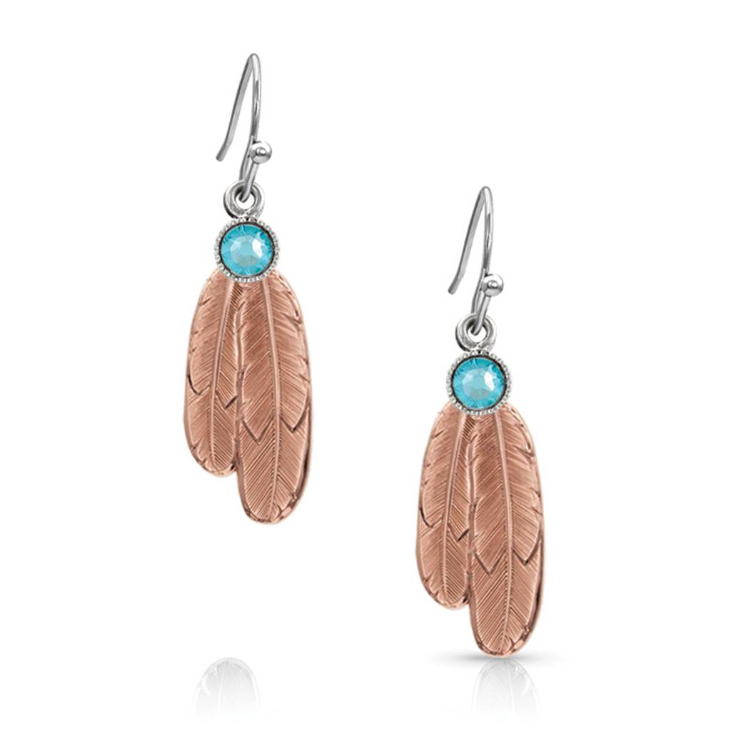 Montana Silversmiths Gift of Rose Gold Freedom Feather Earrings