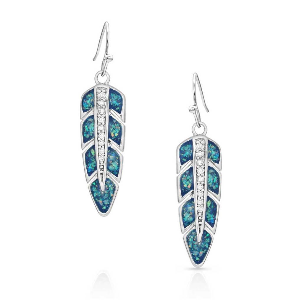 Montana Silversmiths Hawk Feather Opal Earrings