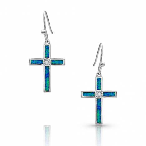 Montana Silversmiths River of Lights Opal Cross Earrings