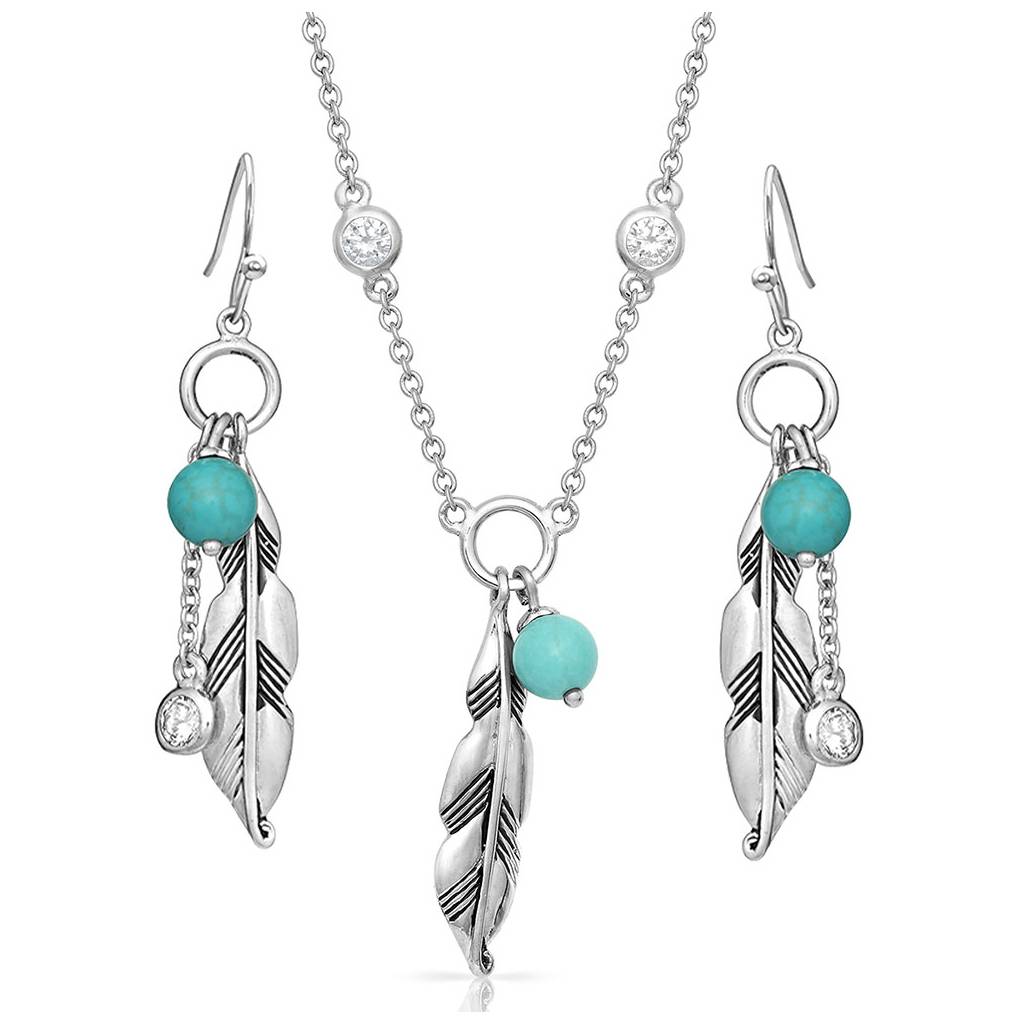 Montana Silversmiths Charming Feather & Turquoise Jewelry Set