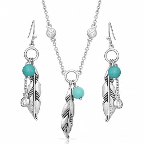 Montana Silversmiths Charming Feather & Turquoise Jewelry Set