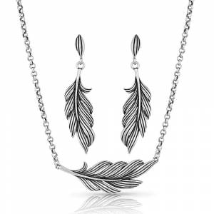 Montana Silversmiths Frayed Singleton Feather Jewelry Set