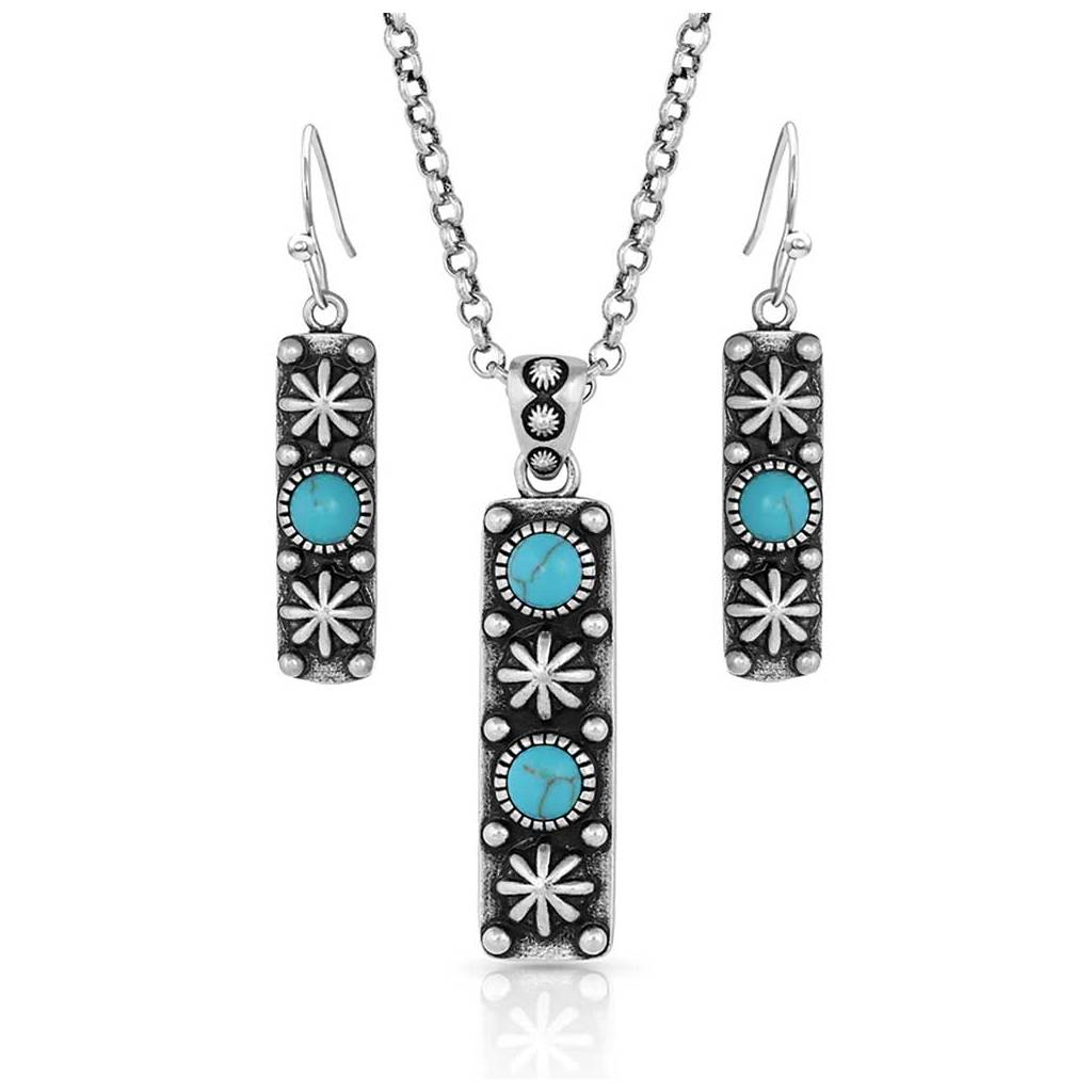 Montana Silversmiths Starlight Starbrite Stone Turquoise Silver Jewelry Set