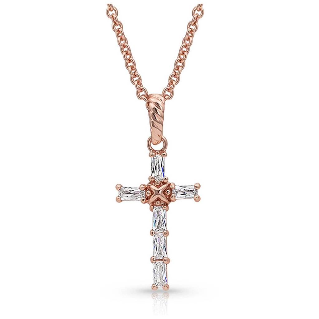 Montana Silversmiths Entwined Rose Gold Brilliant Cross Necklace