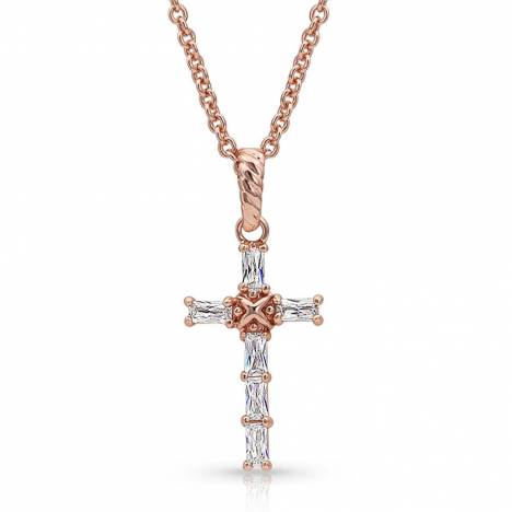 Montana Silversmiths Entwined Rose Gold Brilliant Cross Necklace