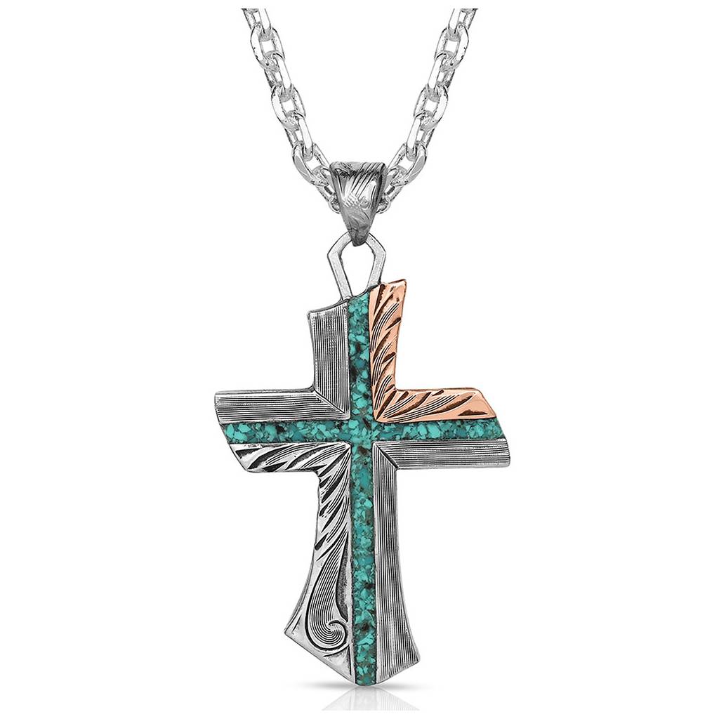 Montana Silversmiths Inner Light Turquoise Cross Necklace