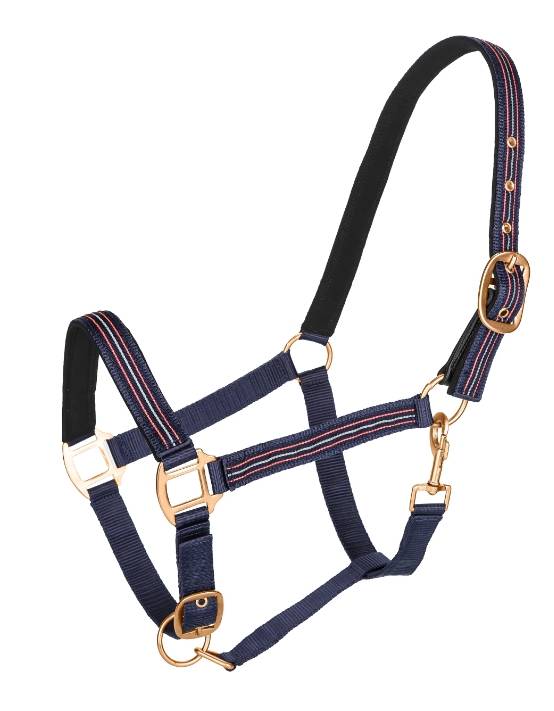 5 pack NWT BMB horse size breakaway safety halter with brass hardware BLUE 