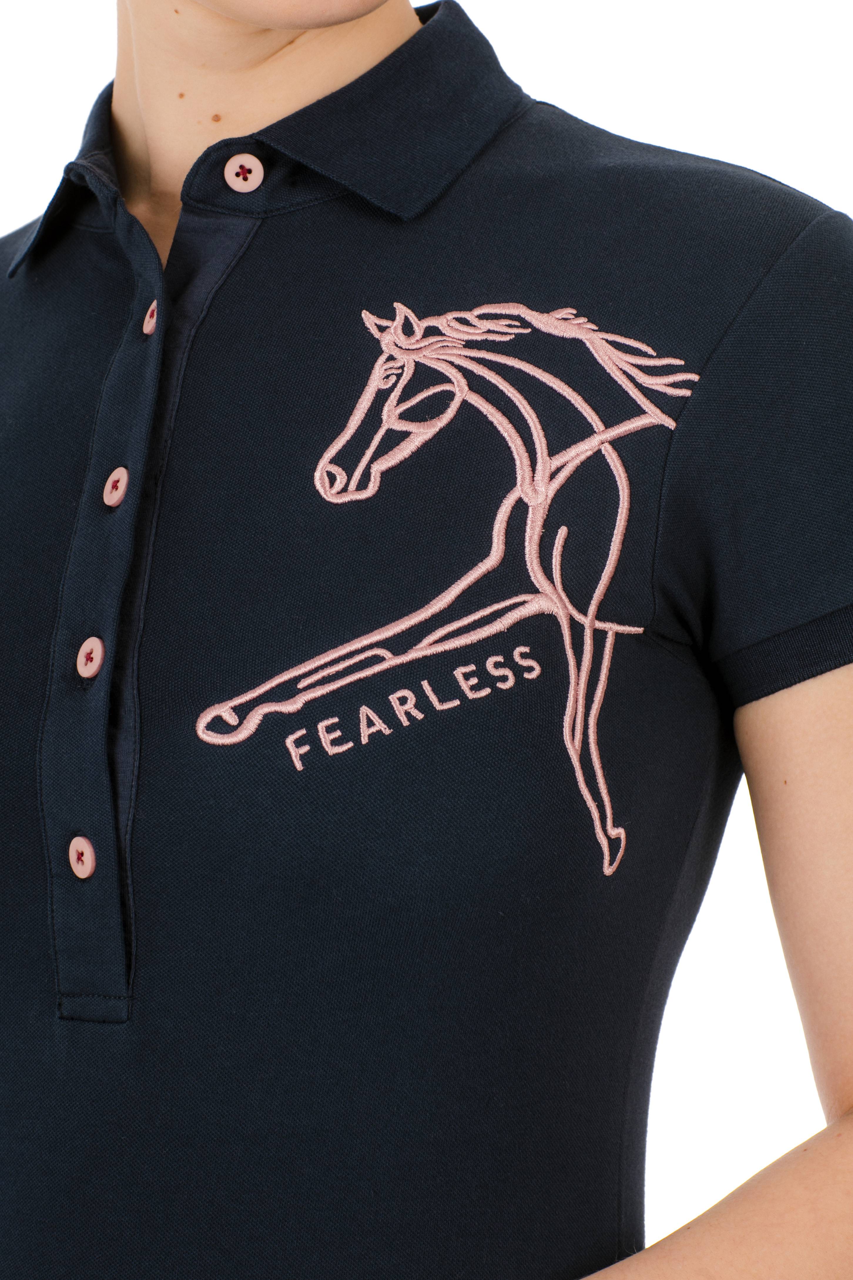 Equestrian Ladies Black  Polo Pony Polo Shirts 