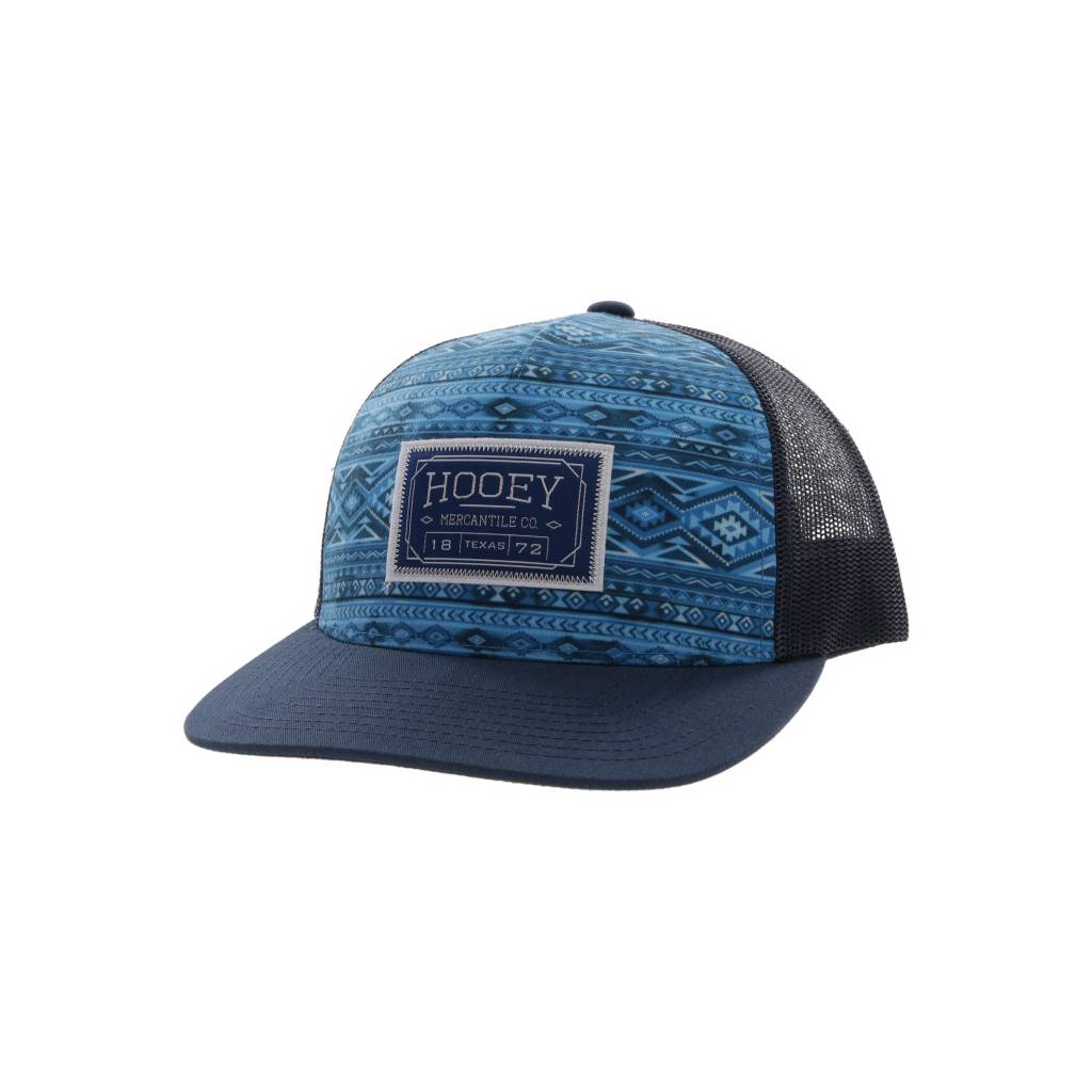 Hooey Doc 5-Panel Trucker Cap with Blue/White Rectangle Patch