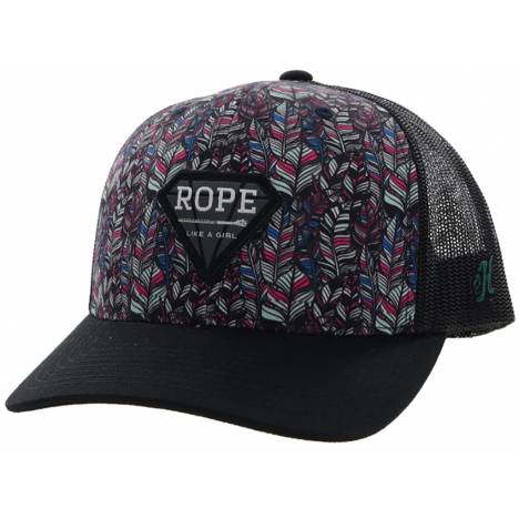 Hooey Rope Like a Girl 6-Panel Trucker Cap with Black/White Patch