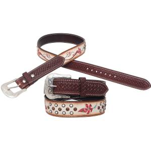 Circle Y Fire Lily Embroidered Belt