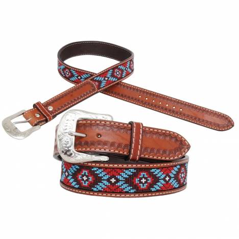 Circle Y Infinity Red Aztec Beated Belt