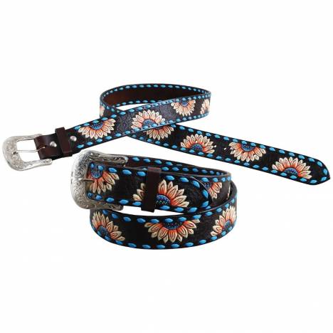 Circle Y Sunflower Buckstitch Painted Belt