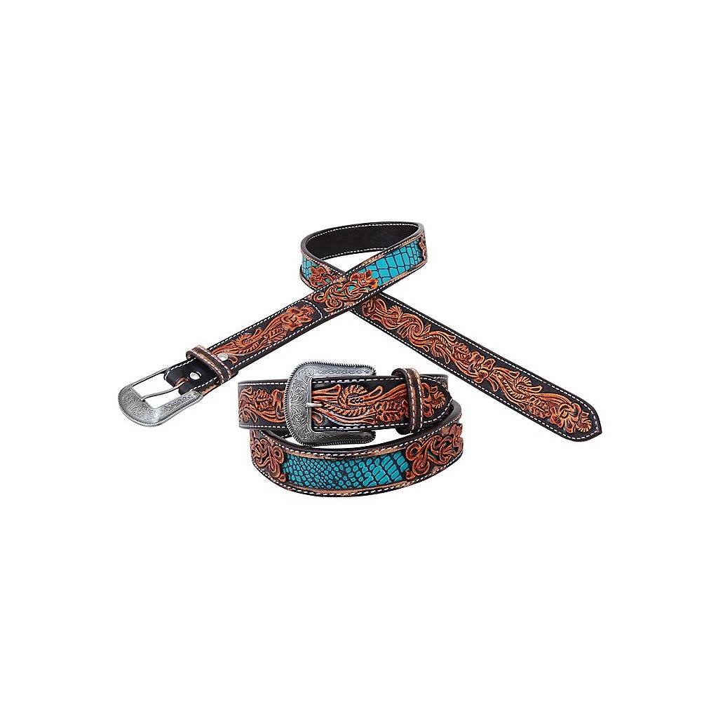 Circle Y Turquoise Gator Filigree Belt