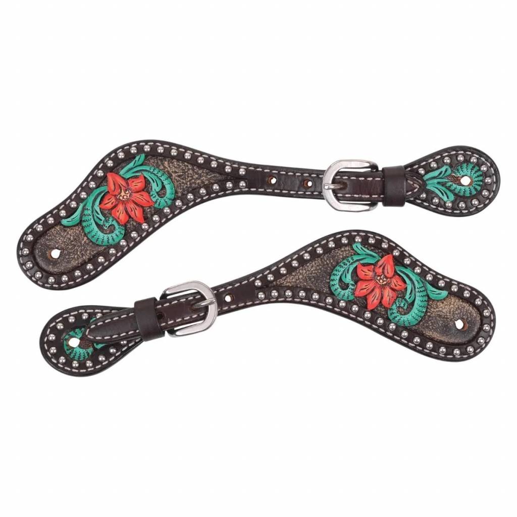 Circle Y Ladies/Youth Cactus Flower Filigree Spur Straps