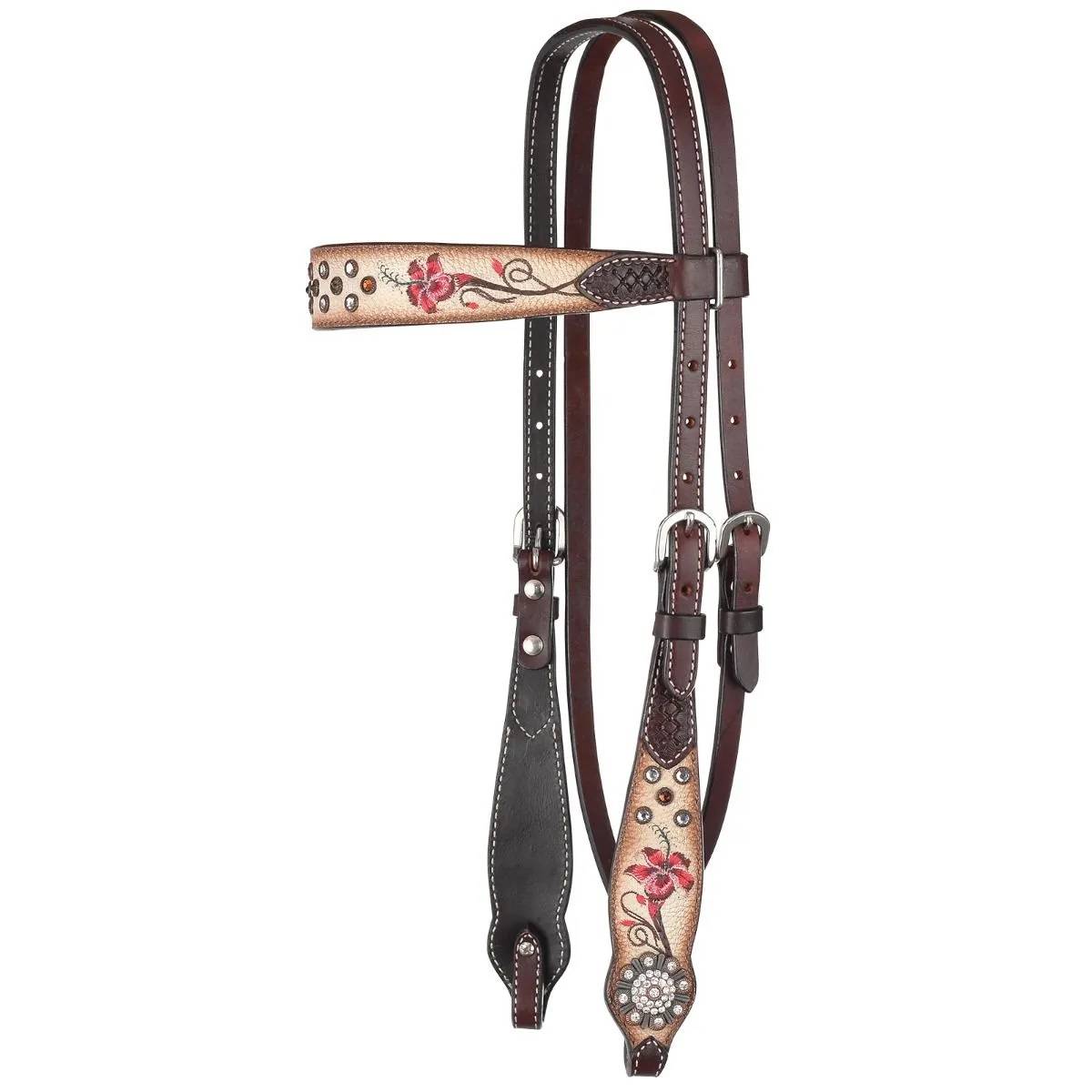 1005-12-ST Circle Y Fire Lily Browband Headstall sku 1005-12-ST