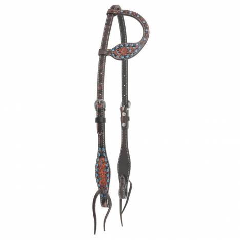 Circle Y Bronco Blue Texas Flower One Ear Headstall