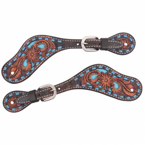 Circle Y Bronco Blue Texas Flower Spur Straps