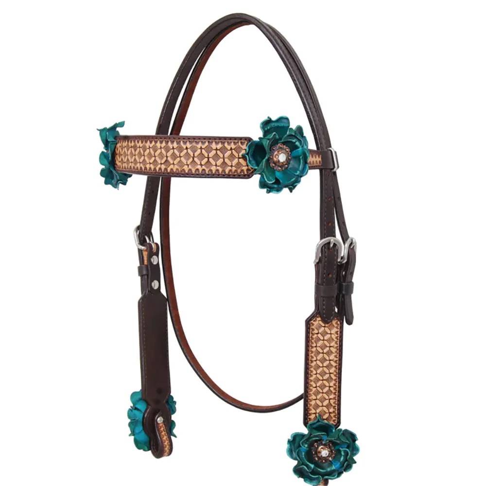 Circle Y Turquoise Rose Vintage Headstall
