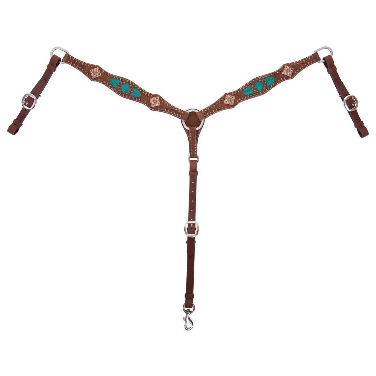 4-309174 Reinsman Molly Powell Turquoise & Rawhide Breast C sku 4-309174