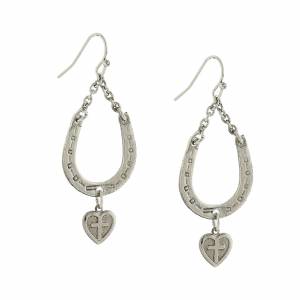 1928 Jewelry Horseshoe and Heart with Cross Drop Earrings